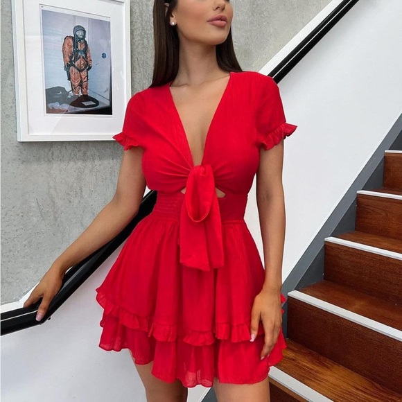 Red Mini Dress - Picture 2 of 5